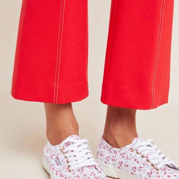 ANTHROPOLOGIE The Essential Cropped Flare‎ Trousers in Red - Picture 5 of 11
